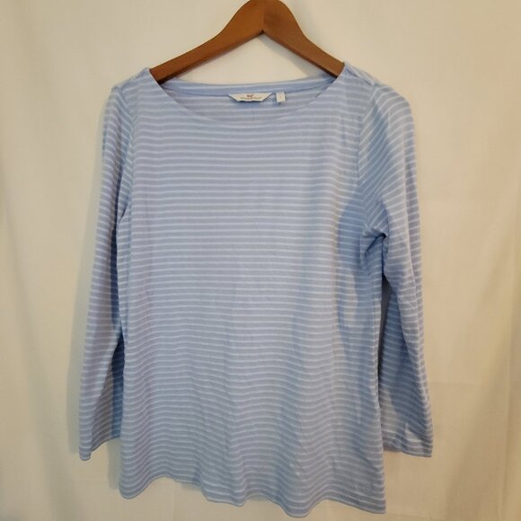 Women's Vinyard Vines L 3/4 Sleeve Blue Stripe Shirt - Picture 1 of 3